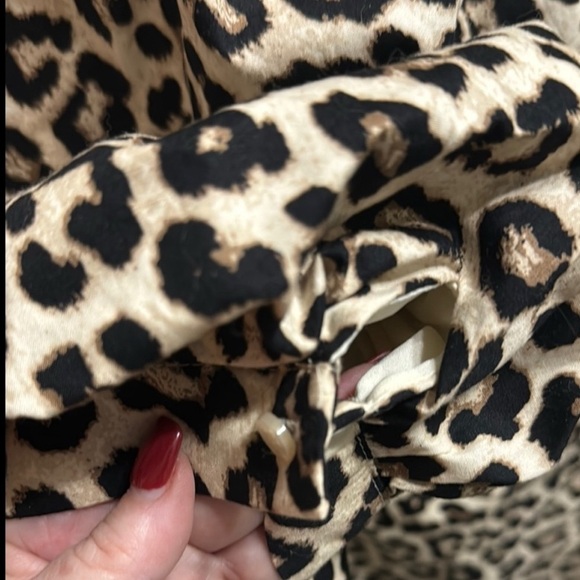Leopard Print Dress Peter Pan collar lightweight puff sleeves size Large H & M - Picture 5 of 12
